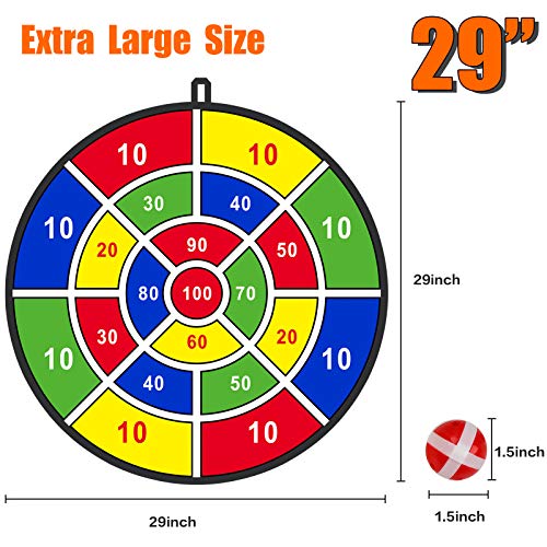 29 Large Dart Board for Kids, BooTaa Kids Dart Board with 12 Stic...