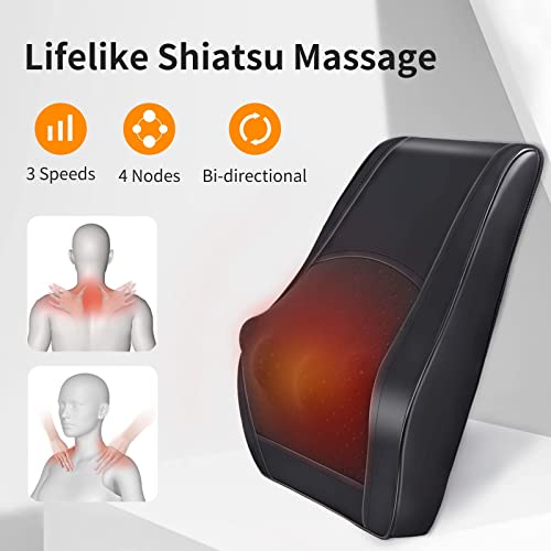 Boriwat Back Massager with Heat, Massagers for Neck and Back, 3D K...
