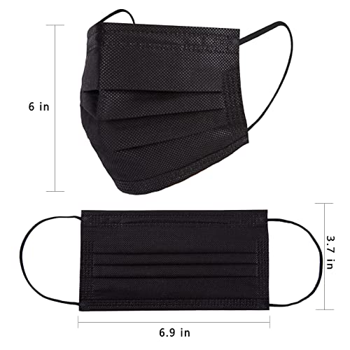 Borje Disposable Face Mask, 100 PCS Black Masks, 3 Ply Protection ...