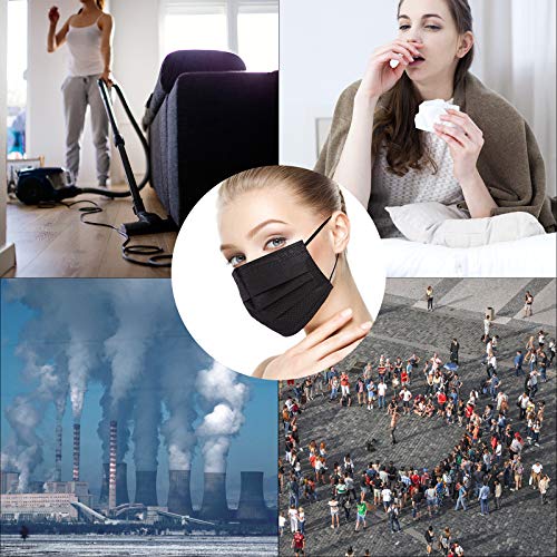 Borje Disposable Face Mask, 100 PCS Black Masks, 3 Ply Protection ...