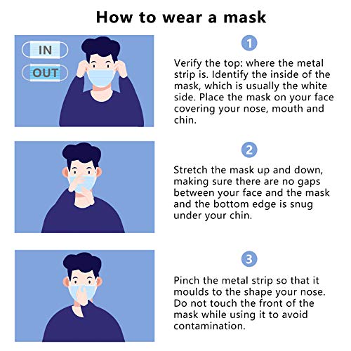 Borje Disposable Face Mask, 100 PCS Black Masks, 3 Ply Protection ...
