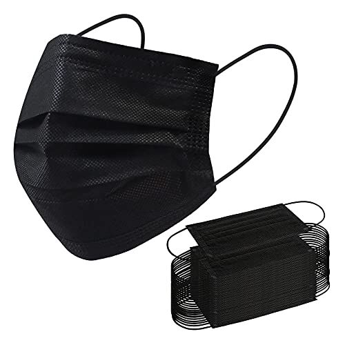 Borje Disposable Face Mask, 100 PCS Black Masks, 3 Ply Protection ...