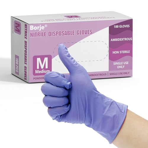 Borje Nitrile Exam Gloves, 4 Mil Disposable Medical Gloves, Latex-...
