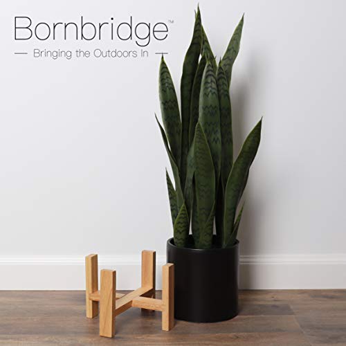 Bornbridge Artificial Snake Plant with Mid Century Plant Stand - S...