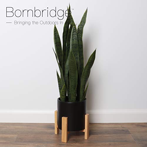 Bornbridge Artificial Snake Plant with Mid Century Plant Stand - S...