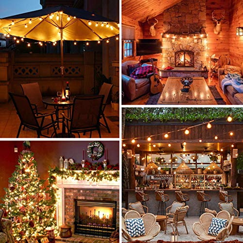 100ft 2-Pack Outdoor G40 LED Globe String Lights Dimmable Waterpro...