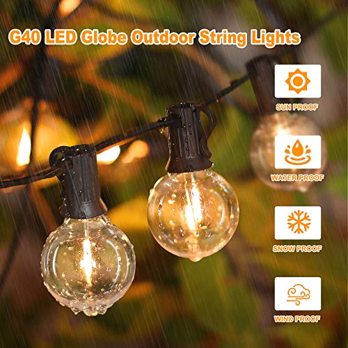 100ft 2-Pack Outdoor G40 LED Globe String Lights Dimmable Waterpro...