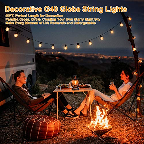 100ft 2-Pack Outdoor G40 LED Globe String Lights Dimmable Waterpro...