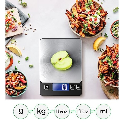 2 in 1 Digital Kitchen Scale for Meal Prep Dual Power Mode, 33lb ...