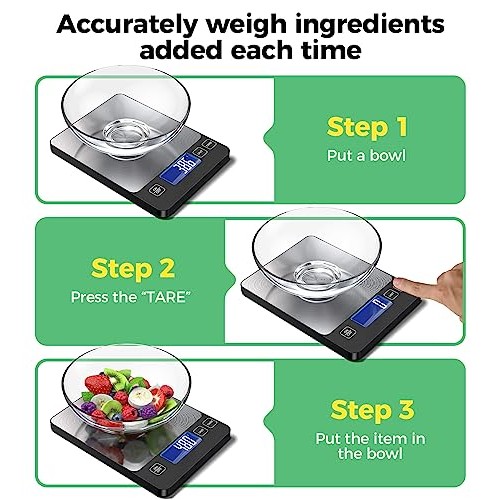 2 in 1 Digital Kitchen Scale for Meal Prep Dual Power Mode, 33lb ...