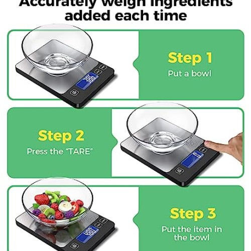 2 in 1 Digital Kitchen Scale for Meal Prep Dual Power Mode, 33lb ...