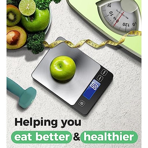 2 in 1 Digital Kitchen Scale for Meal Prep Dual Power Mode, 33lb ...