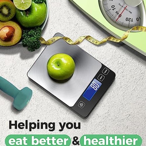 2 in 1 Digital Kitchen Scale for Meal Prep Dual Power Mode, 33lb ...
