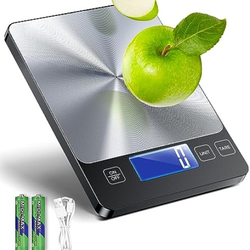 2 in 1 Digital Kitchen Scale for Meal Prep Dual Power Mode, 33lb ...