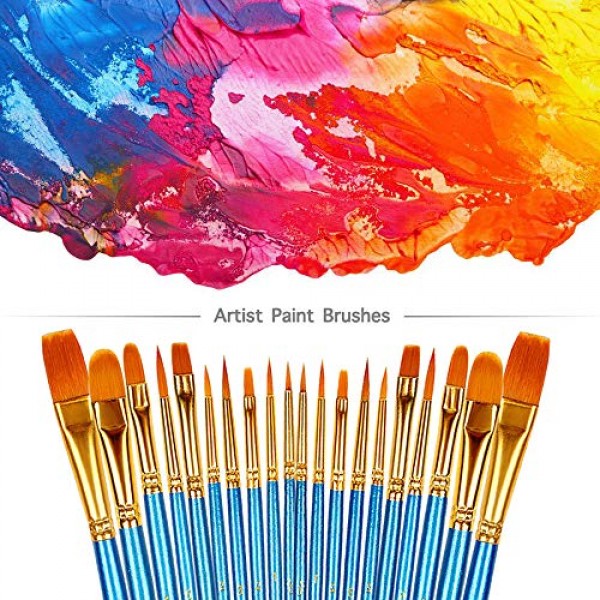 BOSOBO Paint Brushes Set, 2 Pack 20 Pcs Round Pointed Tip Paintbru...