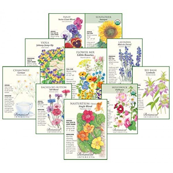 Botanical Interests Edible Petals Flower Seed Collection - 10 Pac...
