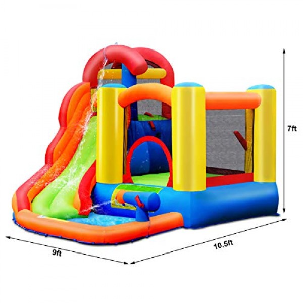 BOUNTECH Inflatable Bounce House, 6 in 1 Water Slide Jumping Park ...