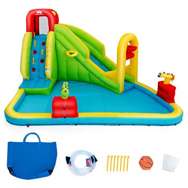 BOUNTECH Inflatable Bounce House, 7-in-1 Water Pool Slide w/ Climb...