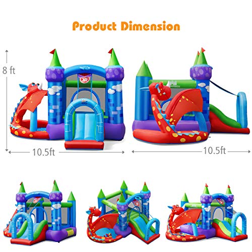 BOUNTECH Inflatable Bounce House, Dragon Jumping Castle Bouncer w/...