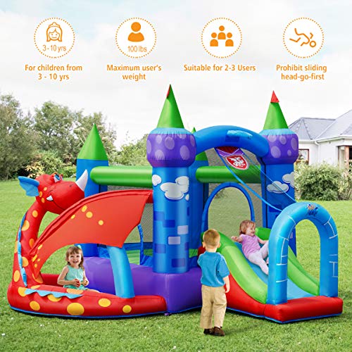 BOUNTECH Inflatable Bounce House, Dragon Jumping Castle Bouncer w/...
