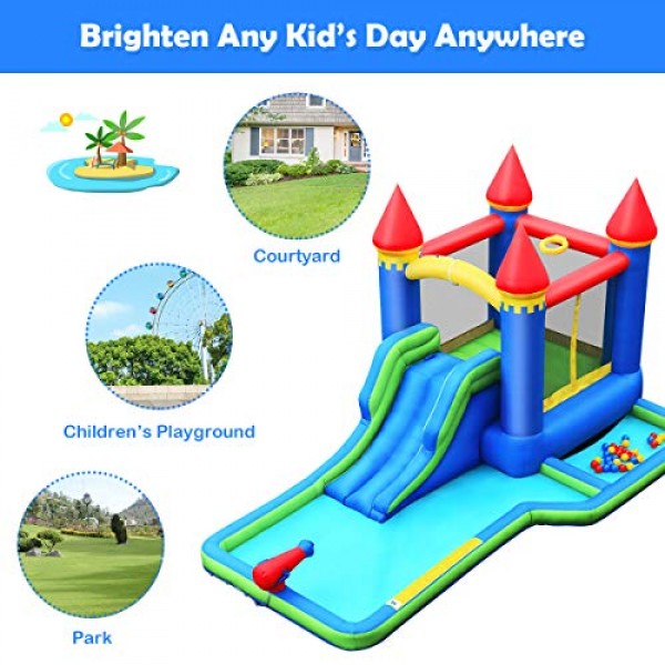 BOUNTECH Inflatable Bounce House, Kids Castle Water Slide with Cli...