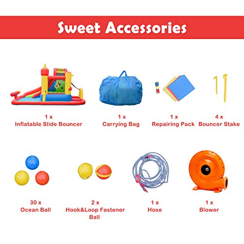 BOUNTECH Inflatable Bounce House, Mighty 7 in 1 Water Slide Park w...