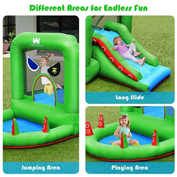 BOUNTECH Inflatable Bounce House, Pirate Style Jumping Castle w/ 4...