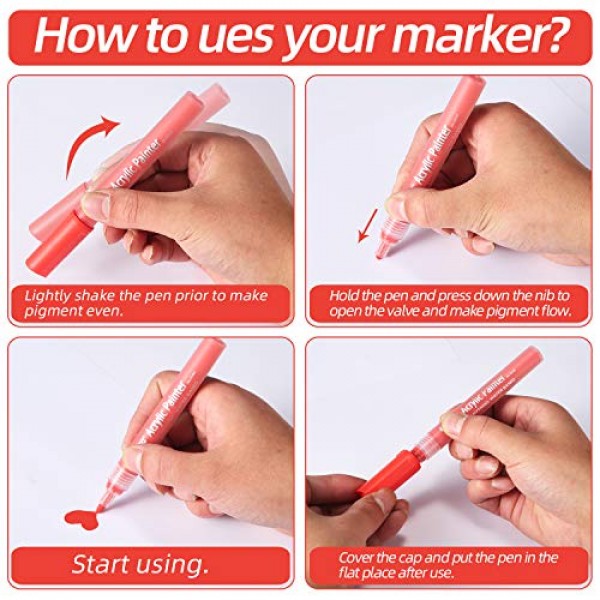 Acrylic Paint Marker Pens-Bouraw Set of 12 Colors for Rocks Painti...