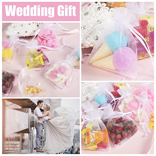 Bouraw 100Pcs Organza Bags, Drawstring Pouches, Wedding Favour Bag...