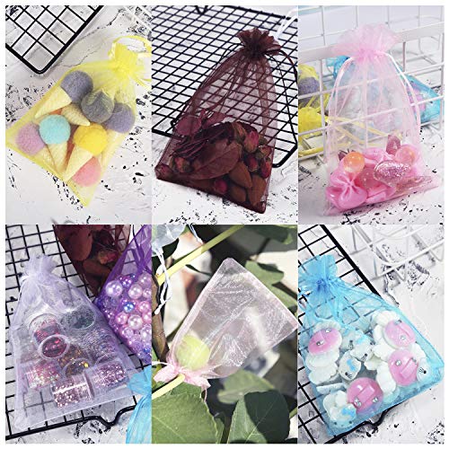 Bouraw 120Pcs Organza Bags 4x6 Inches Mixed Color with Drawstring,...