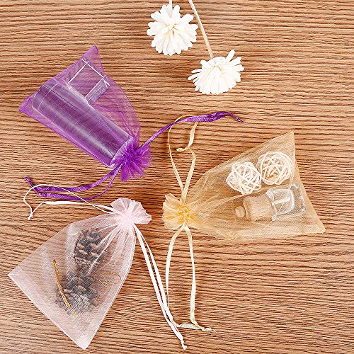 Bouraw 120Pcs Organza Bags 4x6 Inches Mixed Color with Drawstring,...