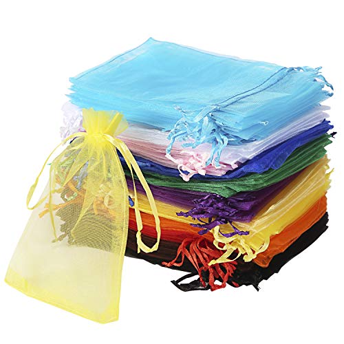 Bouraw 120Pcs Organza Bags 4x6 Inches Mixed Color with Drawstring,...