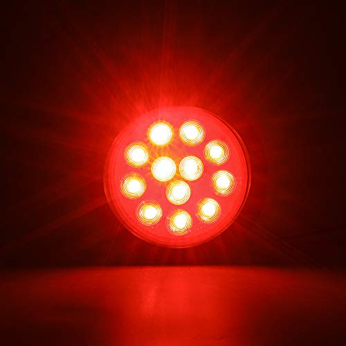 4X Red/White 4 Round 12 LED Stop Tail Turn Signal Backup Fog Reve...