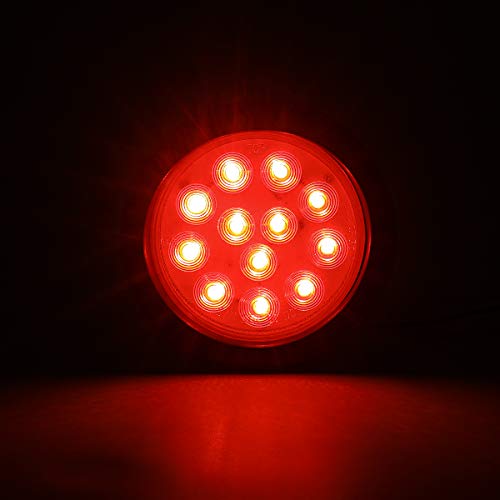 4X Red/White 4 Round 12 LED Stop Tail Turn Signal Backup Fog Reve...
