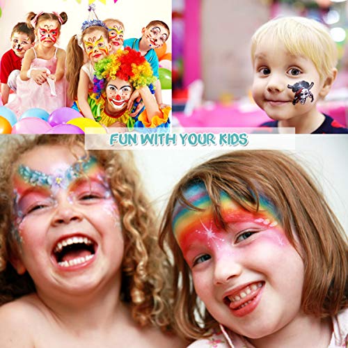 Face Paint Kit, Bowitzki 12 Vibrant Colors 2 Glitter 2 Brushes 40 ...