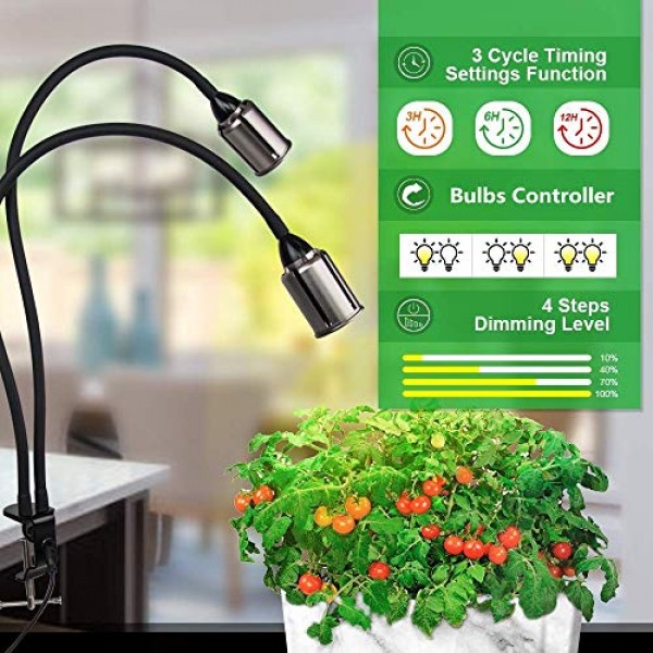Bozily Grow Lights for Indoor Plants Full Spectrum with Timer-75W ...