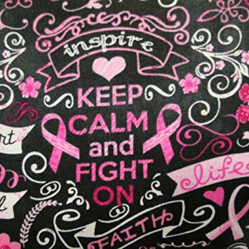 Breast Cancer Ribbons Butterflies Flowers Keep Calm Pinks Cotton F...