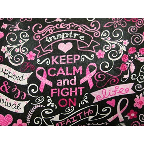 Breast Cancer Ribbons Butterflies Flowers Keep Calm Pinks Cotton F...