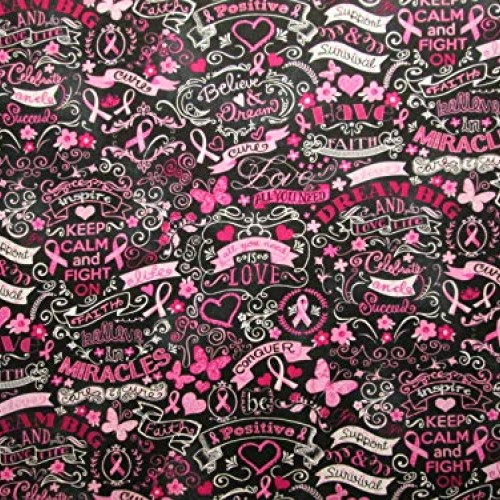 Breast Cancer Ribbons Butterflies Flowers Keep Calm Pinks Cotton F...