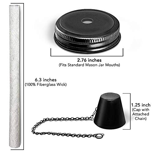 Brass Tacks Mason Jar Torch Kit, Includes 4 long life wicks, 4 lid...