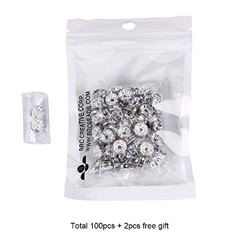 BRCbeads 8mm Silver Plated Crystal Rondelle Spacer Beads 100pcs pe...
