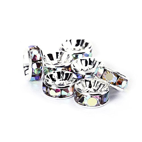 BRCbeads 8mm Silver Plated Crystal Rondelle Spacer Beads 100pcs pe...