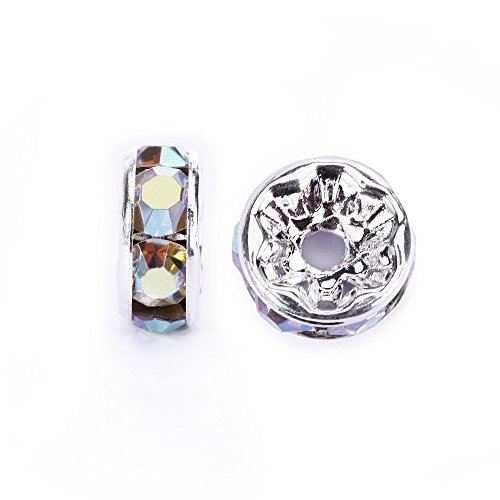 BRCbeads 8mm Silver Plated Crystal Rondelle Spacer Beads 100pcs pe...