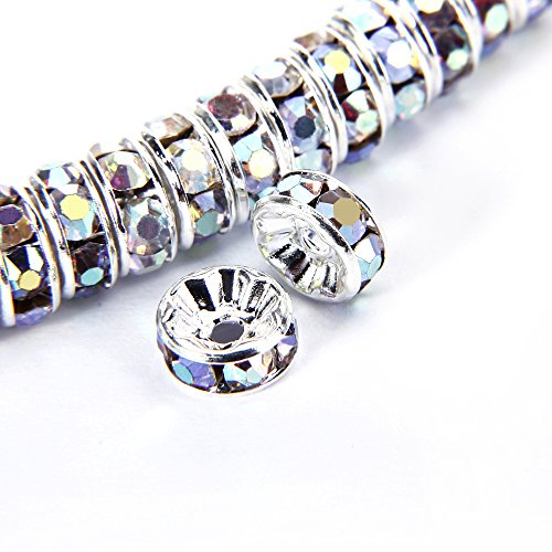 BRCbeads 8mm Silver Plated Crystal Rondelle Spacer Beads 100pcs pe...