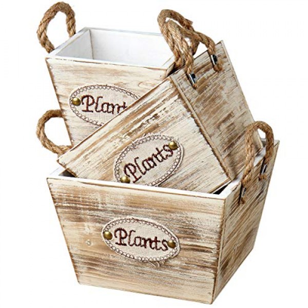 Rustic Wooden Crates Vintage Decorative Tray Storage Display Box C...