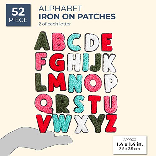 Bright Creations Iron On Alphabet Letter Patches A - Z 52 Count