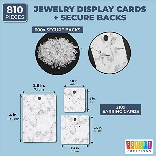 Jewelry Display Cards with Secure Back, Marble Design 3 Sizes, 81...