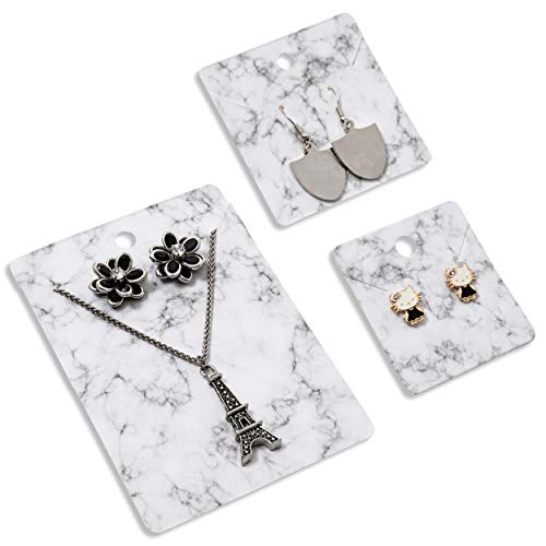 Jewelry Display Cards with Secure Back, Marble Design 3 Sizes, 81...