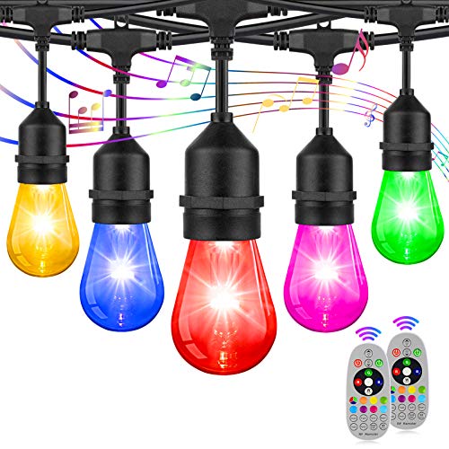 2-Pack 48FT Color Changing Outdoor String Lights, Upgraded RGB LED...
