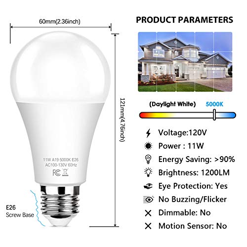 6-Pack Dusk to Dawn LED Light Bulbs, A19 11W100Watt Equivalent, ...
